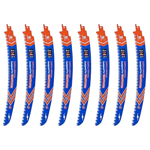 Image of Japanese Teeth Reciprocating Saw Blades 12 inch 8PCS - Curved Edge Wood Pruning Saw Blades 6TPI for Tree Trimming,Wood Cutting,Cr-V Sabre Saw Pruning Blade