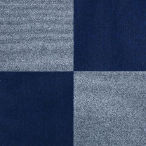 ELzEy Losetas de Alfombra Autoadhesivas, 8 Uds., Alfombra Cuadrada Peel&Stick, losetas de Alfombra Autoadhesivas de 30x30x0,38 cm, fácil de Instalar, 4 Uds.(Grey+Dark Blue,8pcs)