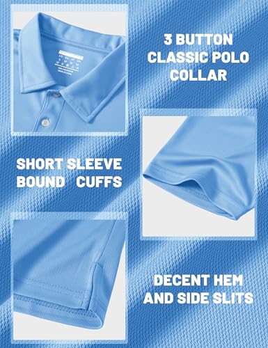 Image of MAGCOMSEN Men's Polo Shirts 3 Buttons Casual Work T Shirts Quick Dry Short Sleeve Golf Shirt Pique Jersey Outdoor Performance