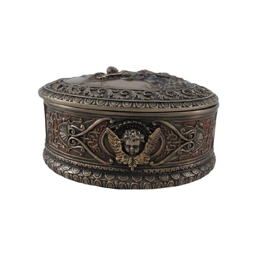 Veronese Design Ornate Bronze St. Michael Bas Relief Oval Trinket Box #TOP1