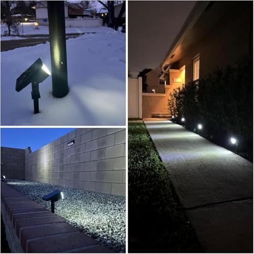 GKGG Solar Lights Outdoor Waterproof IP65, Solar Powered 76 LED 3 Lighting Modes Solar Spot Lights Outdoor for Yard Garden Landscape Pathway (White, 6 Pack) - image 9