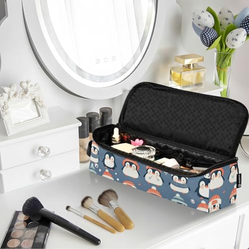 Organizador de herramientas para cabello 2 en 1 Cute Penguins con tapete para plancha resistente al agua y térmico, bolsa de viaje para planchas, rizadores y cepillos para mujer miniatura 6