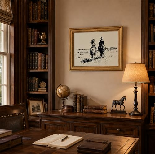 Image of NALEPS Vintage Western Cowboy Framed Wall Art, Cowgirl Wall Decor, 9x11 In