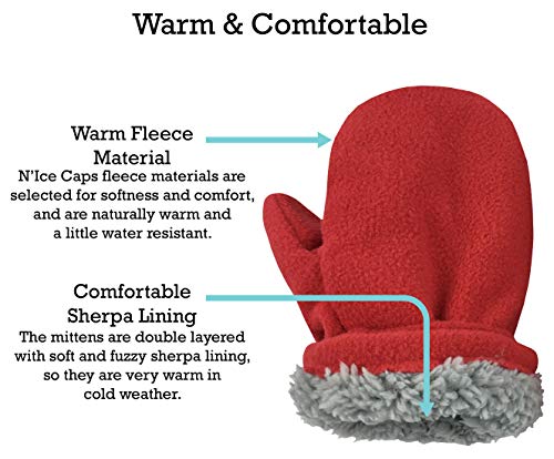 Image of N'Ice Caps Little Kids and Baby Easy-On Sherpa Lined Fleece Mittens - 2 Pair Pack