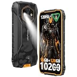 RugKing 4 Pro Cellulare, 10200mAh Batteria AI Telefono Impermeabile 16GB+128GB/SD-2TB 48MP+8MP, Android 15 Octa-Core Rugged Smartphone 6.56" 120Hz/120LM Super Torcia/3-Slots/OTG/NFC/GPS Arancia