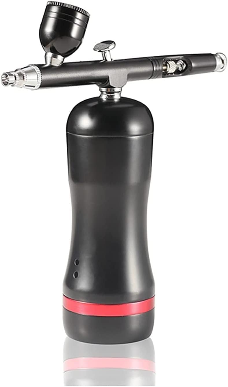 Airbrush Kit Portable Mini Airbrush Sand Blaster Auto Start Stop Replace Battery Airbrush with Compressor Kit for Nail Art, Makeup, Painting, and Cake Decorati(Black)
