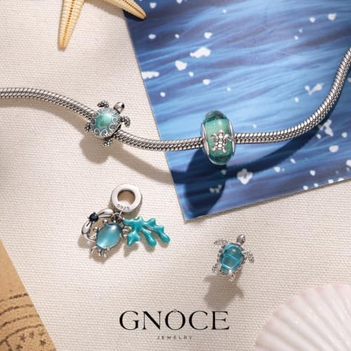 Image of GNOCE Ocean World Cute Animal Charm Beads,925 Sterling Silver Dangle Charms Fit Bracelets & Necklace, Hand-Finished Keepsake Travel Jewelry Gift for Women Men BBF
