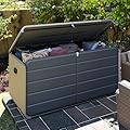 Domi 260 Gallon Resin Deck Box, Waterproof & UV-Resistant Outdoor Large Storage Box Lockable Storage Bin for Patio Cushions Pool Supplies Garden Tools and Delivery Storage