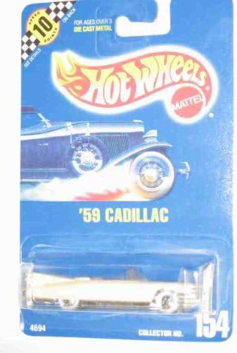 #154 59 Cadillac Speed Points Card White With White Wall Basic Wheels Collectible Collector Car Mattel Hot Wheels