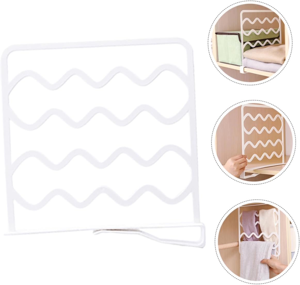 10Pcs Adjustable Closet Shelf Dividers No-Drill Installation for Wardrobe Organization Separation Suitable for Clothes Bags Sweaters White