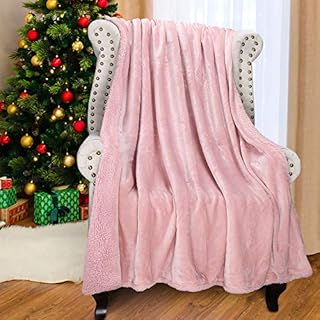 Catalonia Classy Pink Fluffy Fleece Sherpa Sofa Throws Single Blanket, Warm Thick Soft Cozy Bed Blankets, Plush Couch Throw Warm Cozy Reversible Blankets for Winter 150 x 130 cm