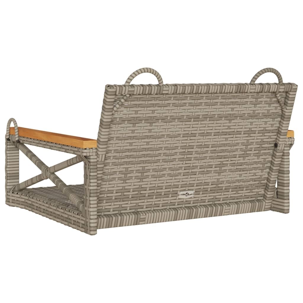 Gecheer Silla Columpio de jardín ratán Gris, Capacidad 110 kg, Resistente a UV