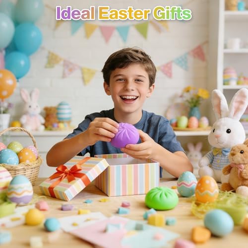 Image of Squishy Dumpling Sensory Toys Mystery Dumpling Squishy Stress Relief Fidget Easter Gifts for Kids & Adults Anxiety Relief Squeeze Toy for Boys and Girls Easter Basket Stuffers for Teens (Purple)