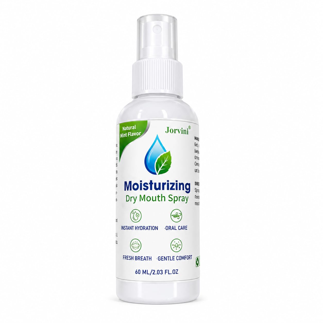 Dry Mouth Spray, Instant Moisturizing Oral Spray for Dry Mouth Relief, Long-Lasting Hydration, Fresh Breath Mint, Gentle Daily Oral Care, Travel Size 60ml (2.03 fl oz)