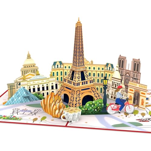 papercrush Pop-Up Karte Paris - Geburtstagskarte für Geldgeschenk für Frankreich Reise 3D Geschenkkarte für Städtetrip für 2 Reisegutschein für Städtetrip zu zweit als Jahrestagsgeschenk für Frauen