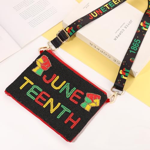 Juneteenth Purse for Women Beaded Afro Freedom Crossbody Purse Shoulder Bag Black History Month African Outfit Gift4