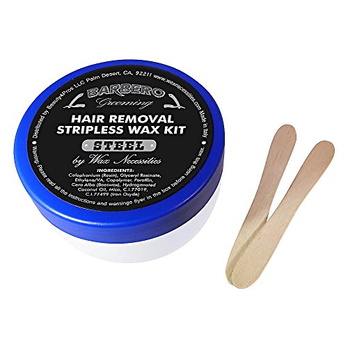 Waxness Barbero Steel Hard Wax Beads, Microwavable Wax Kit 8.45 oz (240 g) – Stripless Hard Wax for Men’s Grooming, Effective on Coarse Hair, Smooth Application, Professional Use – Made in Italy
