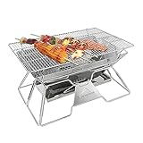 Parrilla para acampar Mesa de fuego plegable para barbacoa, asador para el hogar, altura ajustable para cocinar al aire libre, Camping, playa, viajar, Picnic, patio trasero Parrilla al aire libre