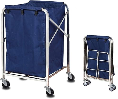 Miniatura 1 de OMOONS Beauty Salon Cart Trolley Carro Clasificador De Lavandería Plegable ResistenteCarro De Lavandería Con Ruedas De Cesto Comercial Con Bolsas