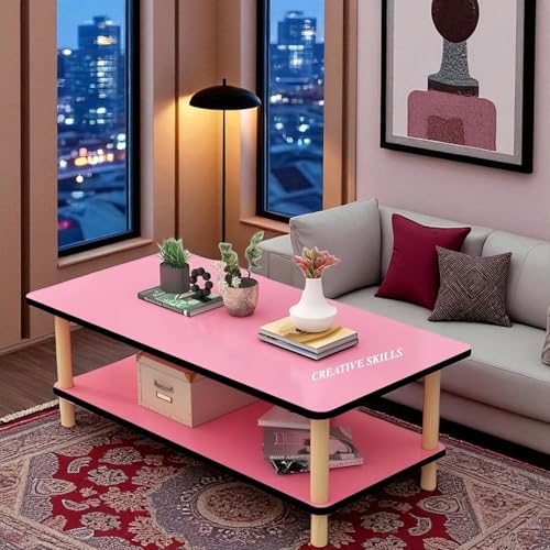 Image of Coffee Table - Rectangle Center Table for Living Room Engineered Wood Tea Table with Storage Stylish Teapoy Table for Hall, Lounge, and Office Spaces Durable (ENW-White)