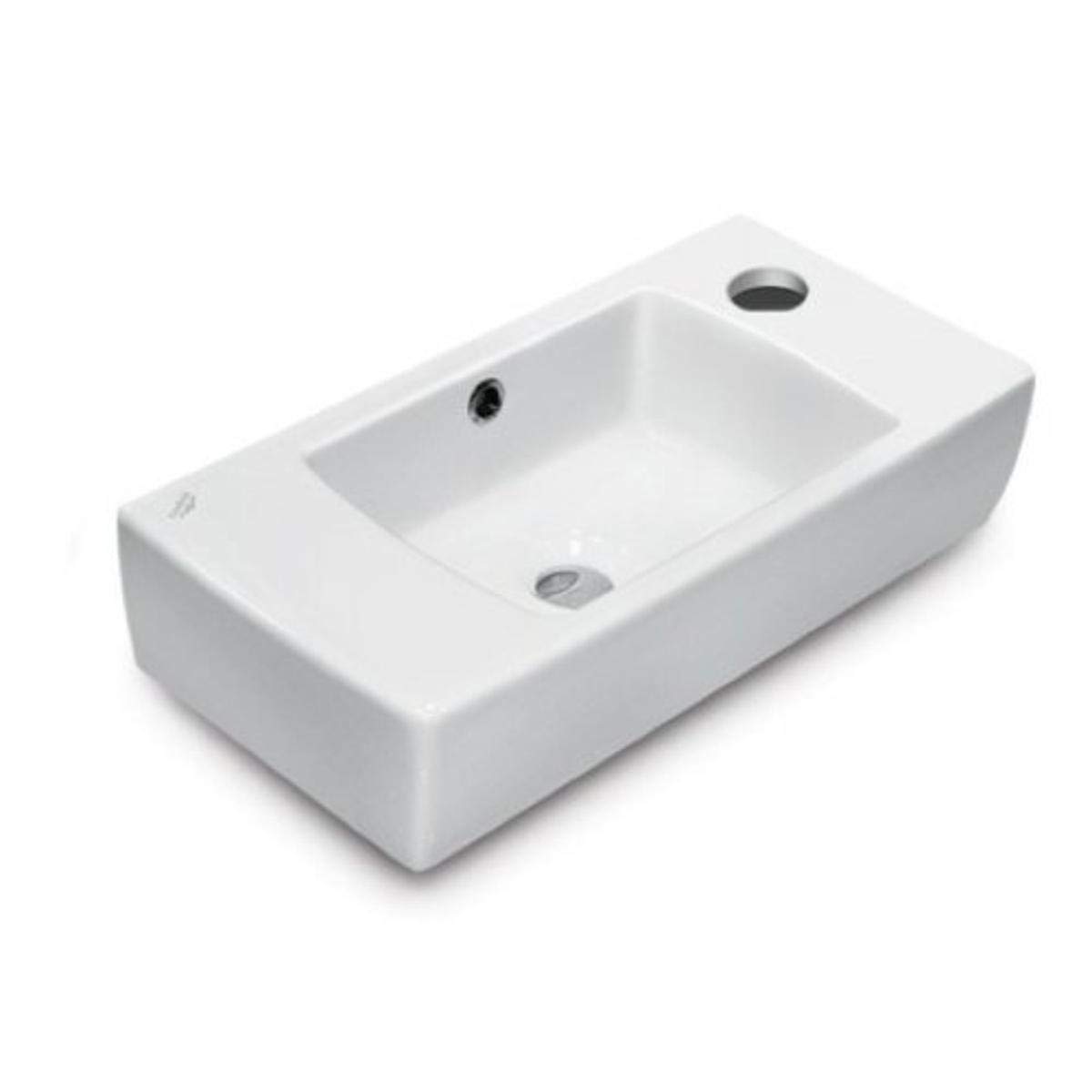 CeraStyle 001500-U-One Hole City Rectangular Ceramic Wall Mounted/Self Rimming Bathroom Sink, White