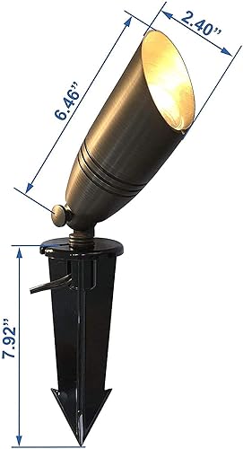 Miniatura 3 de NC - Foco vertical de latón macizo, iluminación para exteriores, impermeable, con soporte de pico de tierra, 12 V, bajo voltaje (paquete de 6)