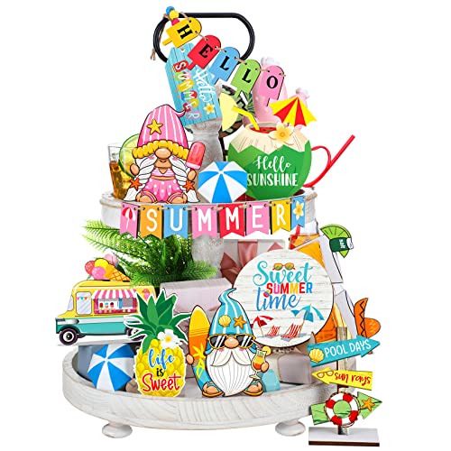 Bucherry 21 Pcs Summer Tiered Tray Decor Sets...