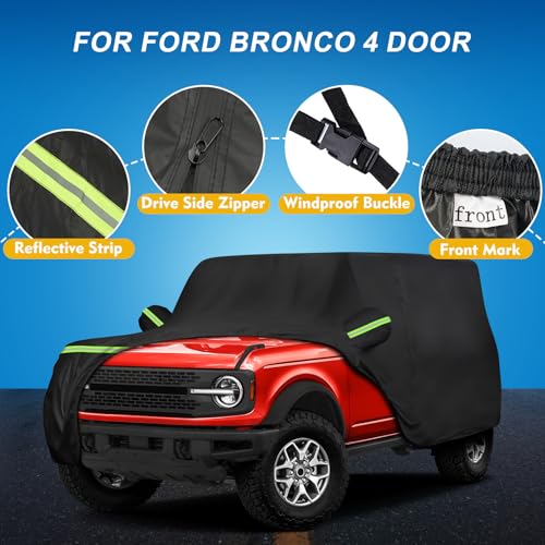 Image of QUNSUNUS 6 Layer SUV Car Cover for Bronco 4 Door Car Cover Waterproof All Weather 210D Windproof Fit for Bronco 2021 2022