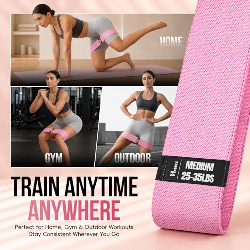 Image of Fabric Resistance Band Set with Exercise Guide, 3 Levels for Hip and Glute | For women and men; 3 resistance levels with an exercise guide for legs, squats, yoga, fitness, and physical therapy