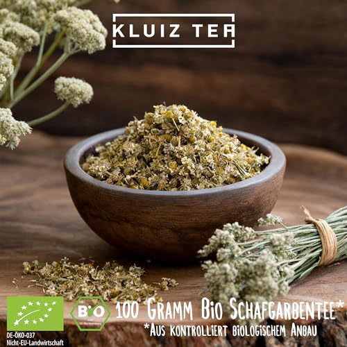 Bio Schafgarbentee lose - 100 Gramm I Premium Schafgarbe getrocknet und geschnittenI Yarrow Tea by KLUIZ TEA