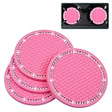Bling Car Coasters, Wisdompro 4 Pack PVC Car Cup Holder Insert Coaster - Anti Slip Universal...