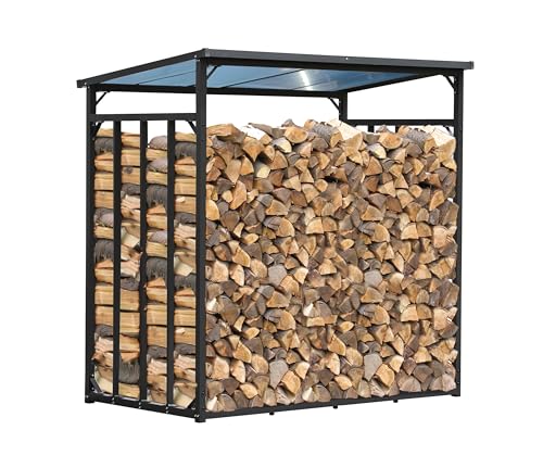 QUICK STAR Estantería de metal para leña de chimenea, color antracita XXXL 185 x 100 x 185 cm, soporte para leña de jardín, 3,5 m³, 5,25 SRM, para guardar leña, ayuda para apilar exterior