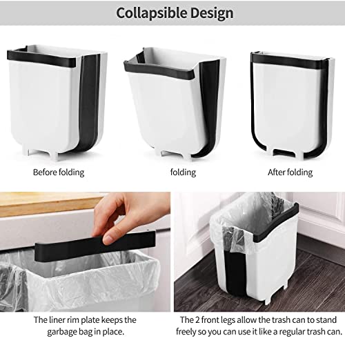 Caneca de basura plegable para cocina blanca 9L miniatura 3