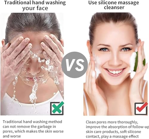 Image of VWMYQ Face Scrubber, Silicone Face Scrubber for Men, Gentle Exfoliator Pad & Massager, Facial Cleansing /Wash Brush - Removes Dead & Dry Skin (Army, Hexagon)