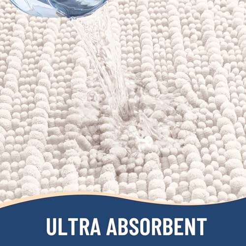 Image of Arotive Luxury Large Bathroom Rugs 47x32, Extra Soft Thick Absorbent Shaggy Chenille Bath Rugs, Machine Wash Dry, Bath Mats for Bathroom Floor, Tub and Shower, Home Decor Accessories, Ivory
