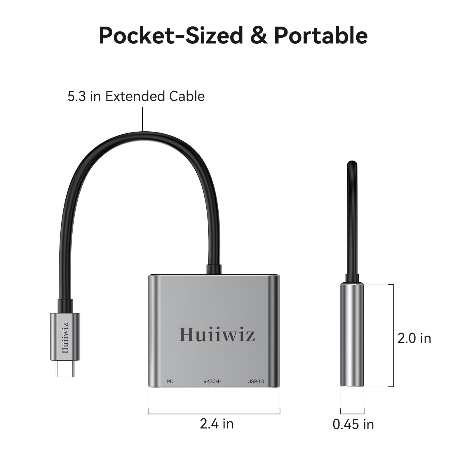 Adapter USB C na HDMI do iPhone'a 15 16, iPada, MacBooka, tabletu, laptopa, przełączania na monitor telewizora, projektor, USB-C cyfrowy wieloportowy adapter AV (HDMI 4K, USB3.0, PD 100W)