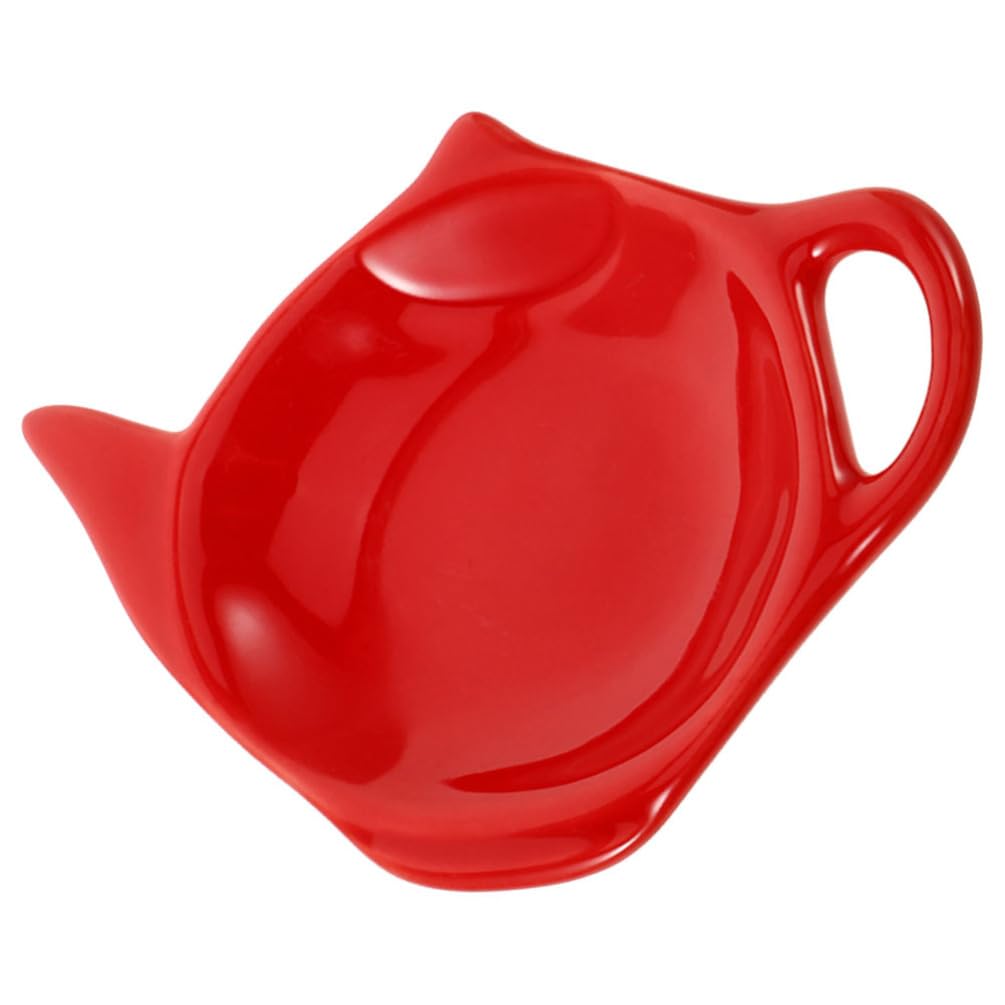 Alipis Ceramic Teapot-Shaped Teabag Holder Creative Spoon Rest Saucer Sturdy Porcelain for Kitchen Home Party Multifunctional Dish for Tea Bags Snacks