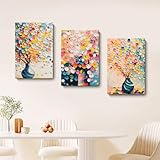 Xiyocadt 3-teiliges Poster Set,Blumen Leinwand 