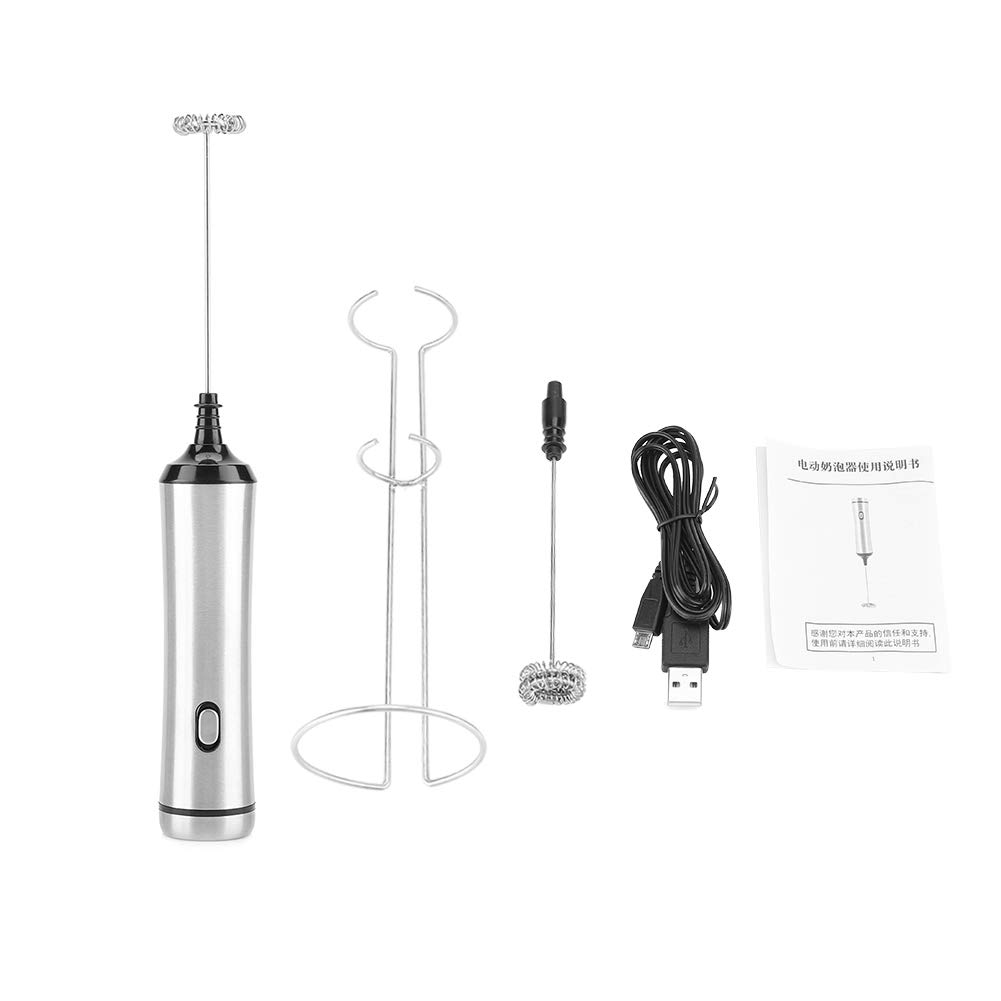 Rechargeable Milk Frother,Jadpes USB Rechargeable Stainless Steel Handheld Electric Milk Frother Foam Maker Coffee Decor Tool