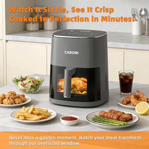Image of CARORI 6Qt Air Fryer with Viewing Window, 12 Preset, Large Capacity, 400℉ Max Crisp, 1700W Quick Even Easy Meals, Nonstick Dishwasher Safe Basket, Bake, Roast, Dehydrate, Reheat