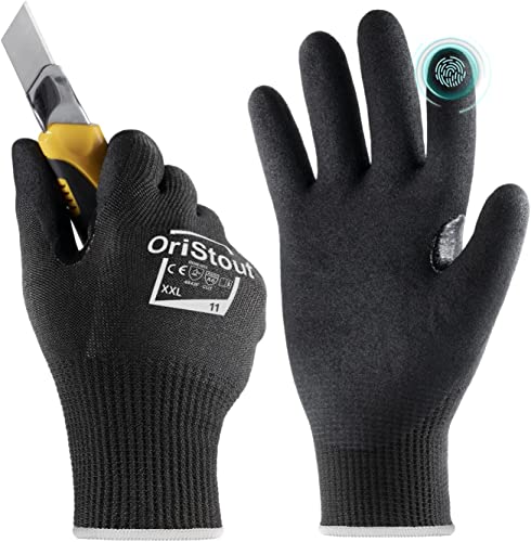 toolant Cut Resistant Work Gloves, Level 6, ANSI Level A6, Touchscreen, Sandy Nitrile Coated Firm Grip