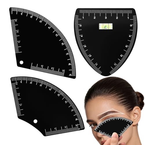 3 Pièces de règle de sourcils, Kit de cartographie microblading pour la conception rapide des sourcil, JimKing Outil de mesure du guide de navigation réutilisable pour les femmes et les hommes