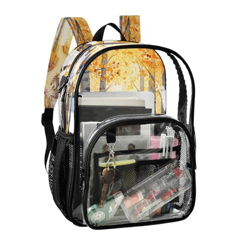 Squirrel Mushroom Clear Backpack Heavy Duty See Through Transparent PVC BookBag for Kids Boy Girl School Work2