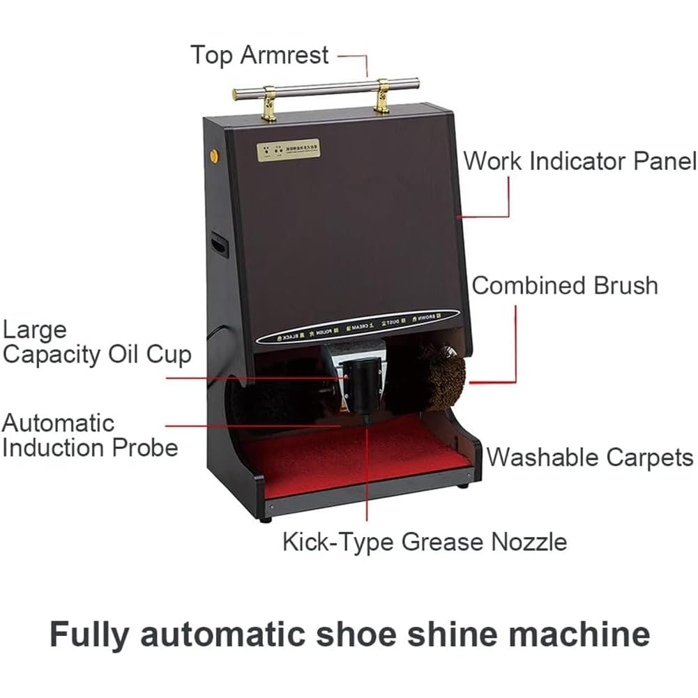 Picador De Zapatos Totalmente Automático, Máquina para Cepillos para Zapatos Eléctricos para El Hogar, Máquina Automática De Acero Inoxidable del Hotel para Limpieza/Pulido De Botas,Gris