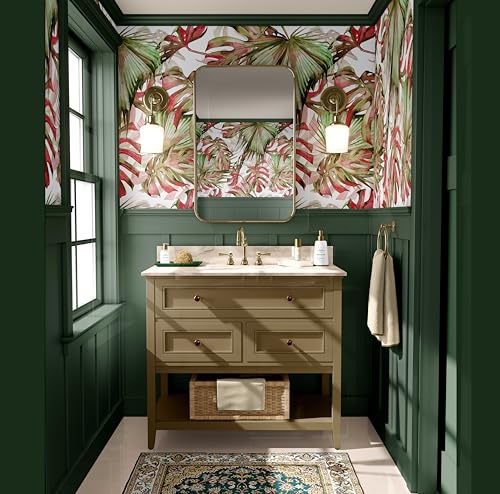 Papier peint tropical rouge S4Sassy pour métamorphoser l'ambiance d'une chambre parentale