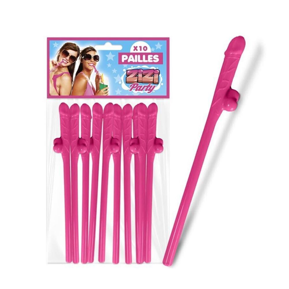 10 Cannucce pisello rosa riutilizzabili per bevande alla festa hot di addio al nubilato sexy party gadget per adulti 18+