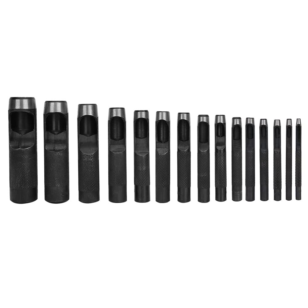 Cryfokt Ergonomischer Lederstanzer aus der Craft Collection. Präzises Stanzhandwerkzeug für Bastler. 15-Loch-Stanzer (15 Stück (3-25 mm))