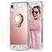 Caka iPhone XR Case, iPhone XR Glitter Case Mirror Series Bling Luxury Cute Shiny Mirror Makeup Protective TPU Case for Girls with Ring Kickstand Diamond Crystal for iPhone XR (Rose Gold)