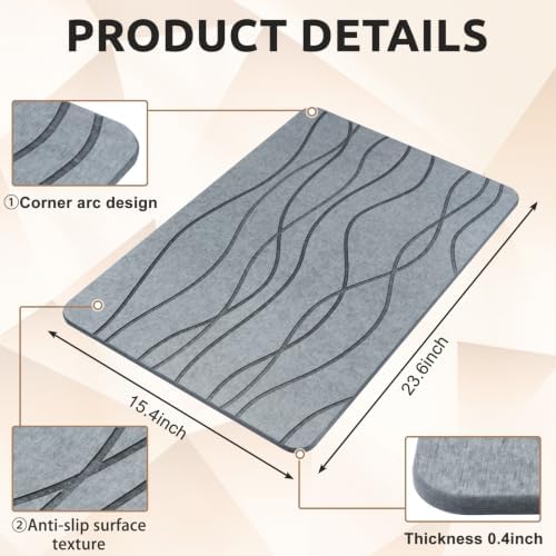 Sentk Stone Bath Mat Diatomaceous Earth Shower Mat Non-Slip Super Absorbent - 1