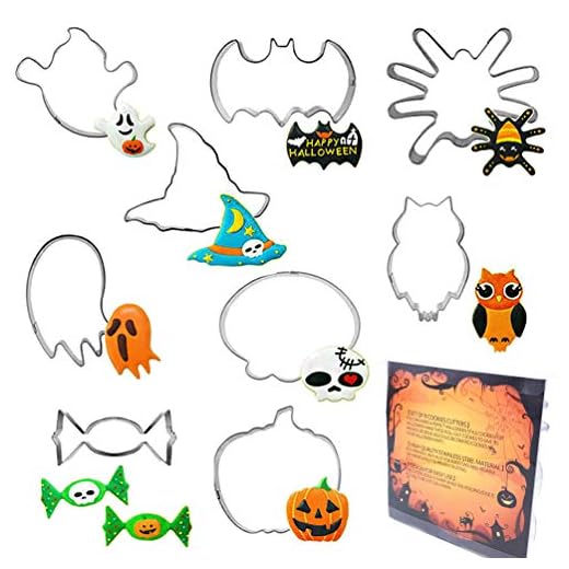 ElecMotive Set di 9 Halloween Formine per Biscotti Acciaio Inox Stampi Biscotti DIY Decorazioni Dolci Biscotti